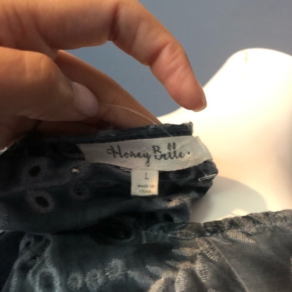 Honey Belle Fringe Embroidered Boho Poncho Top L - Picture 6 of 8